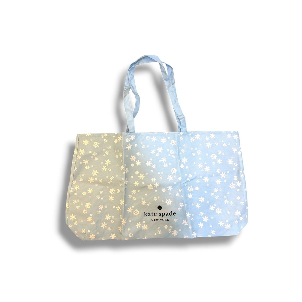 Kate Spade Snowflake Tote Bag Blue White Holiday Reusable Shopping Shopper NWOT